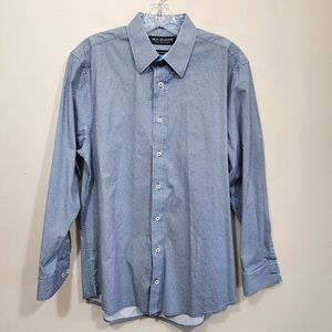 Nick Graham blue circle print with paisley cuffs modern fit shirt mens size 15.5